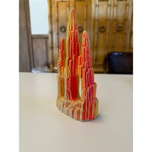 Vintage Neon Orange Yellow Pink Aquarium Mountain Ornament Fish Tank Decoration